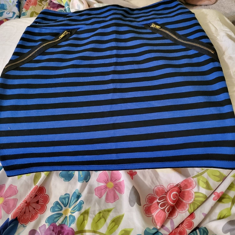 Xhilaration Blue and Black Mini Pencil Skirt Casual
